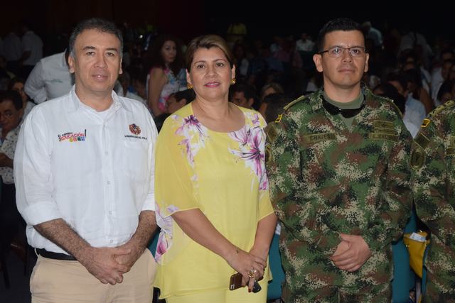 Carlos Yepes, asesor del Gobernador del Huila; Liliana Vásquez, secretaria de Gobierno del Huila, Coronel  Yassir  Geovany  Chávez Silva, comandante  Batallón Cacica Gaitana.